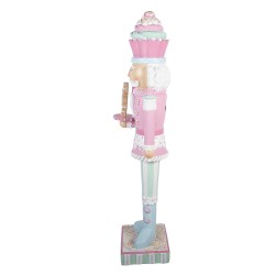 Clayre & Eef Weihnachtsdekoration mit LED-Beleuchtung Nussknacker 35x30x125 cm Rosa Kunststoff