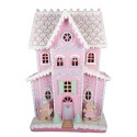 Clayre & Eef Lebkuchenhaus mit LED 54x31x76 cm Rosa Kunststoff