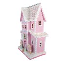 Clayre & Eef Lebkuchenhaus mit LED 54x31x76 cm Rosa Kunststoff