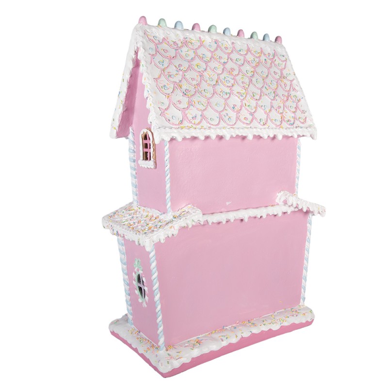 Clayre & Eef Lebkuchenhaus mit LED 54x31x76 cm Rosa Kunststoff