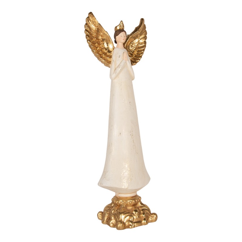 Clayre & Eef Decoratie Beeld Engel 27x18x78 cm Beige Kunststof