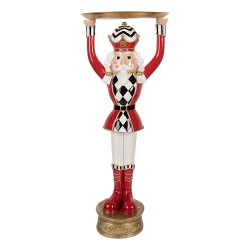 Clayre & Eef Statuetta decorativa di Natale Schiaccianoci 30x30x65 cm Rosso Plastica