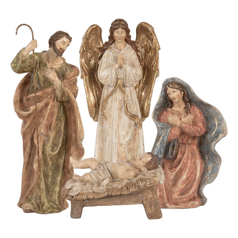 Clayre & Eef Christmas Decoration Figurine Nativity Scene 23x12x47 cm Beige Plastic