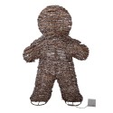 Clayre & Eef Décoration de Noël avec lumières LED Bonhomme en pain d‘épice 40x61 cm Marron Rotin