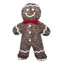 Clayre & Eef Décoration de Noël avec lumières LED Bonhomme en pain d‘épice 40x61 cm Marron Rotin