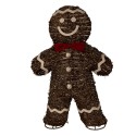 Clayre & Eef Décoration de Noël avec lumières LED Bonhomme en pain d‘épice 40x61 cm Marron Rotin