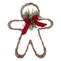 Clayre & Eef Décoration de Noël avec lumières LED Bonhomme en pain d‘épice 48x10x61 cm Marron Rotin