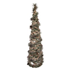 Clayre & Eef Weihnachtsdekoration mit LED-Beleuchtung Weihnachtsbaum Ø 28x99 cm Grün Rattan
