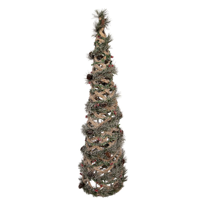 Clayre & Eef Weihnachtsdekoration mit LED-Beleuchtung Weihnachtsbaum Ø 28x99 cm Grün Rattan