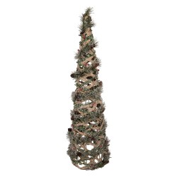 Clayre & Eef Weihnachtsdekoration mit LED-Beleuchtung Weihnachtsbaum Ø 28x99 cm Grün Rattan