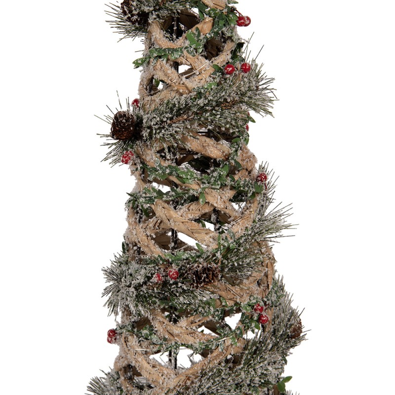 Clayre & Eef Weihnachtsdekoration mit LED-Beleuchtung Weihnachtsbaum Ø 28x99 cm Grün Rattan