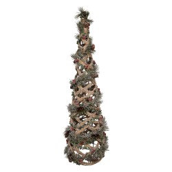 Clayre & Eef Weihnachtsdekoration mit LED-Beleuchtung Weihnachtsbaum Ø 20x61 cm Grün Rattan