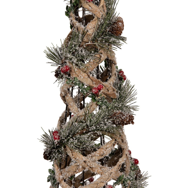 Clayre & Eef Weihnachtsdekoration mit LED-Beleuchtung Weihnachtsbaum Ø 20x61 cm Grün Rattan