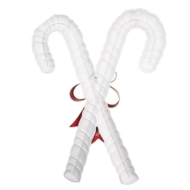Clayre & Eef Statuetta decorativa di Natale Bastoncino di zucchero 73x12x94 cm Bianco Metallo