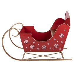 Clayre & Eef Weihnachtsdekorationsfigur Schlitten 107x41x75 cm Rot Metall