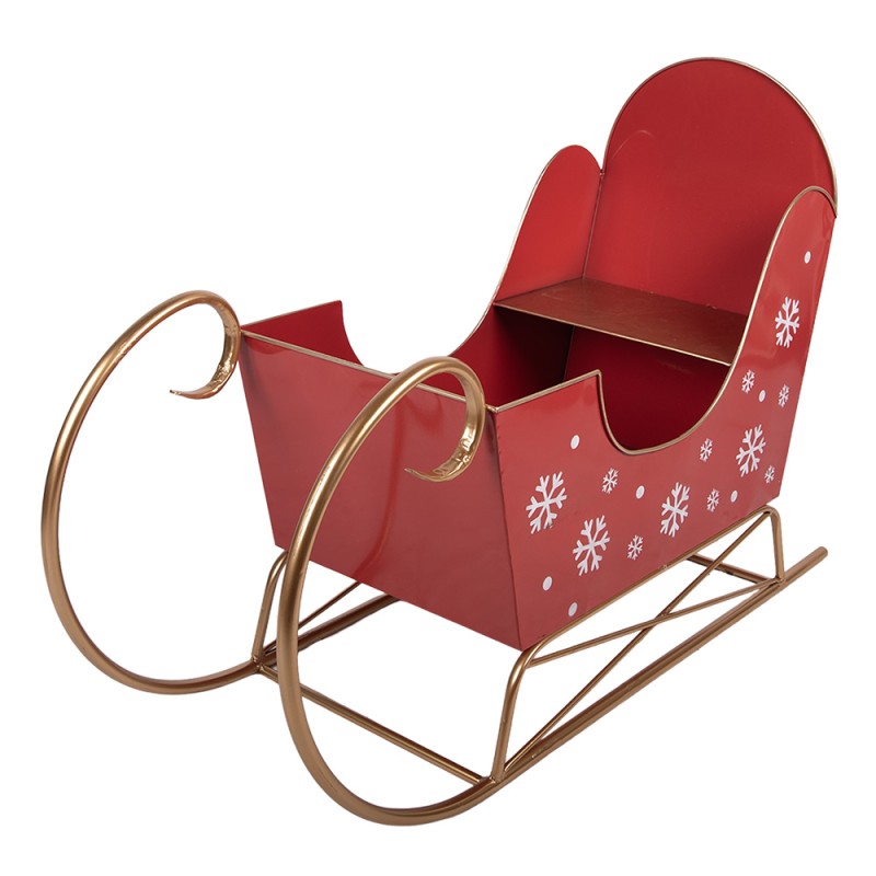 Clayre & Eef Weihnachtsdekorationsfigur Schlitten 107x41x75 cm Rot Metall