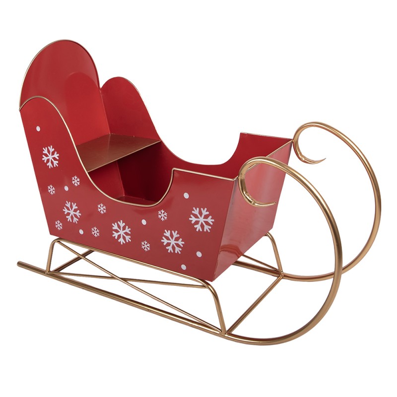 Clayre & Eef Weihnachtsdekorationsfigur Schlitten 107x41x75 cm Rot Metall