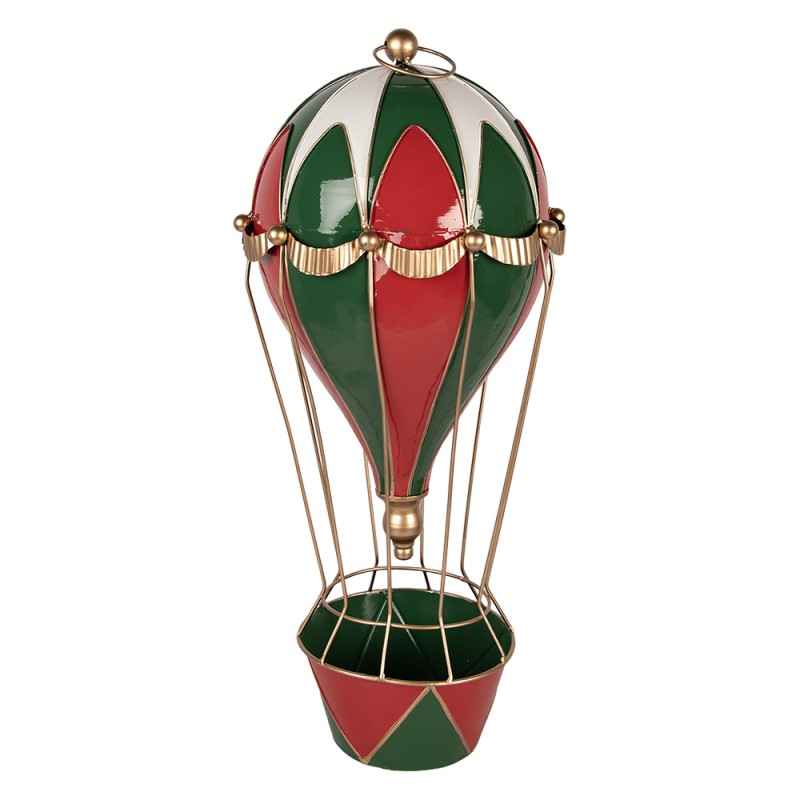 Clayre & Eef Statuetta decorativa di Natale Mongolfiera Ø 28x66 cm Rosso Metallo