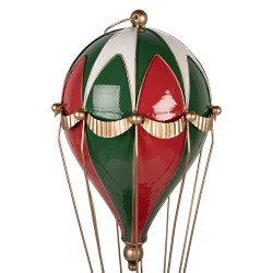 Clayre & Eef Statuetta decorativa di Natale Mongolfiera Ø 28x66 cm Rosso Metallo