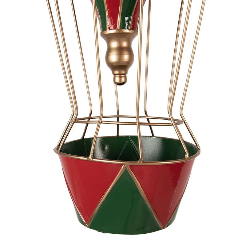 Clayre & Eef Statuetta decorativa di Natale Mongolfiera Ø 28x66 cm Rosso Metallo