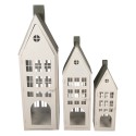 Clayre & Eef Decorative Figurine Set of 3 House 38x38x142 / 26x26x105 / 18x18x63 cm White Metal