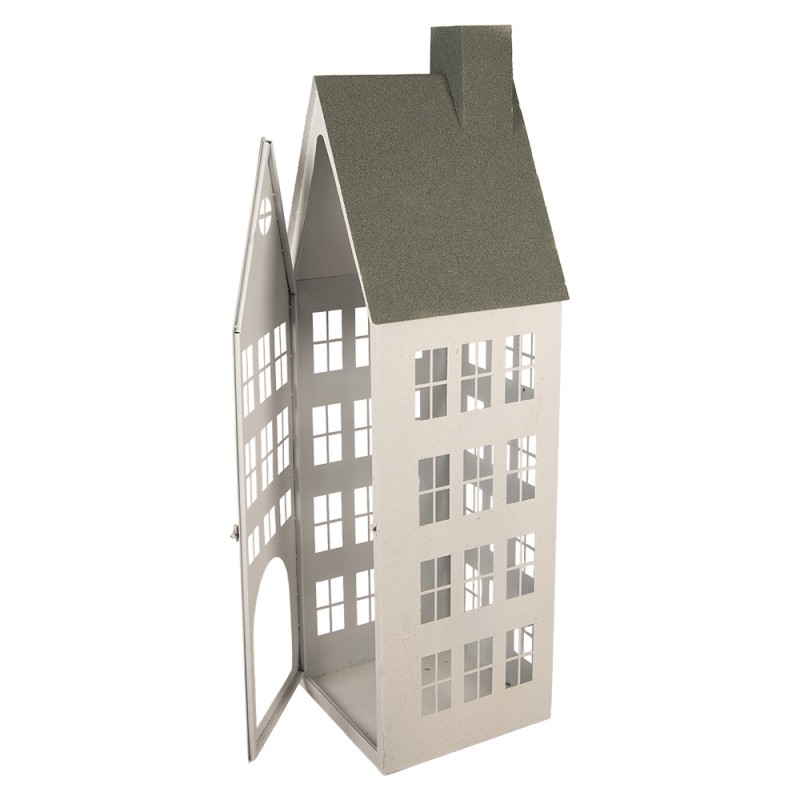 Clayre & Eef Decorative Figurine Set of 3 House 38x38x142 / 26x26x105 / 18x18x63 cm White Metal