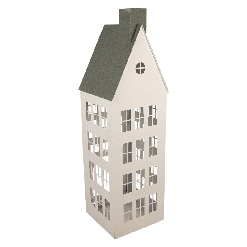 Clayre & Eef Decorative Figurine Set of 3 House 38x38x142 / 26x26x105 / 18x18x63 cm White Metal