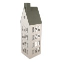 Clayre & Eef Decorative Figurine Set of 3 House 38x38x142 / 26x26x105 / 18x18x63 cm White Metal