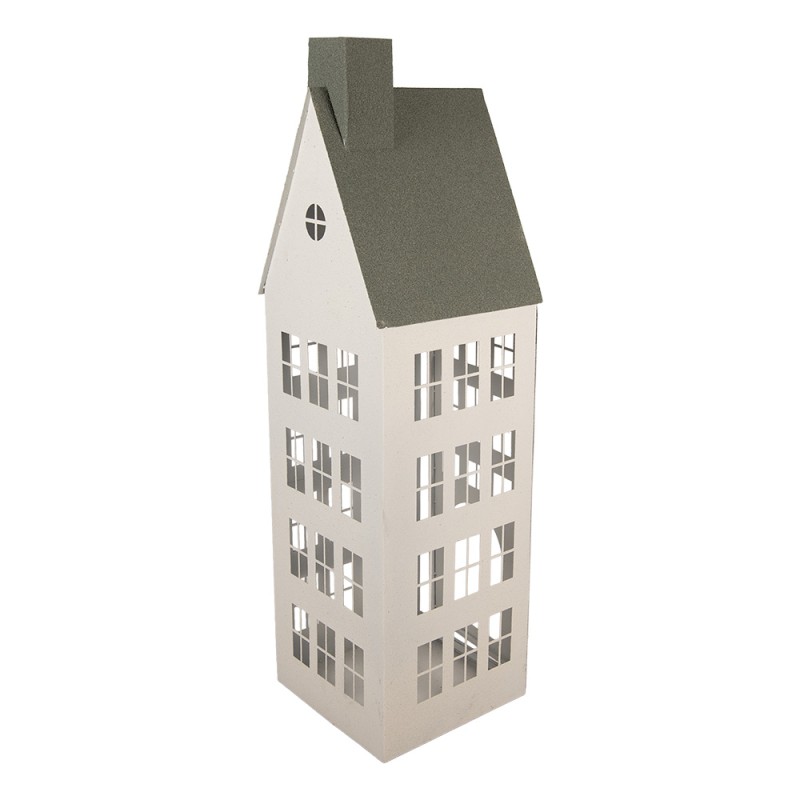 Clayre & Eef Decorative Figurine Set of 3 House 38x38x142 / 26x26x105 / 18x18x63 cm White Metal