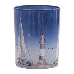 Clayre & Eef Portacandela Blu Vetro