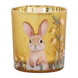 Clayre & Eef Tealight Holder Yellow Glass