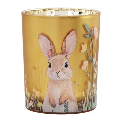 Clayre & Eef Porte-bougie Jaune Verre