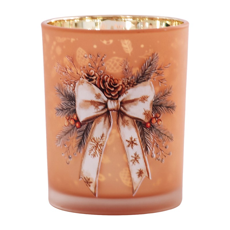 Clayre & Eef Tealight Holder Brown Glass
