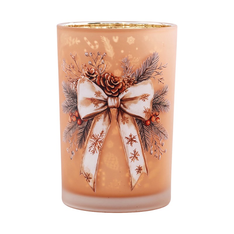Clayre & Eef Tealight Holder Ø 12x18 cm Brown Glass