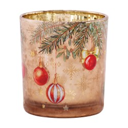Clayre & Eef Teelichthalter Ø 7x8 cm Braun Glas