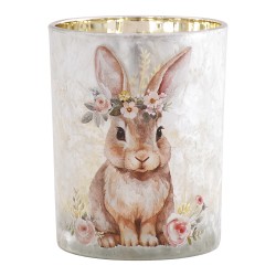 Clayre & Eef Waxinelichthouder Grijs Glas