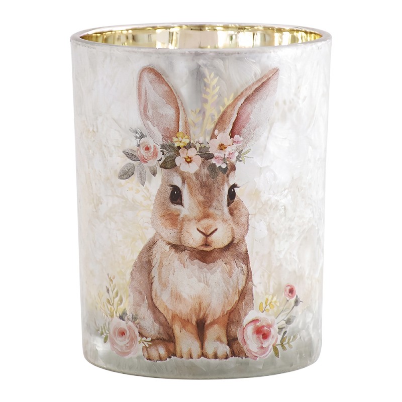 Clayre & Eef Waxinelichthouder Grijs Glas