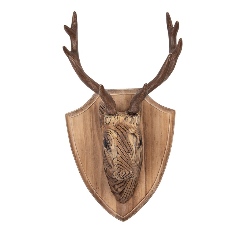 Clayre & Eef Image de décoration Cerf 21x14x36 cm Marron Bois