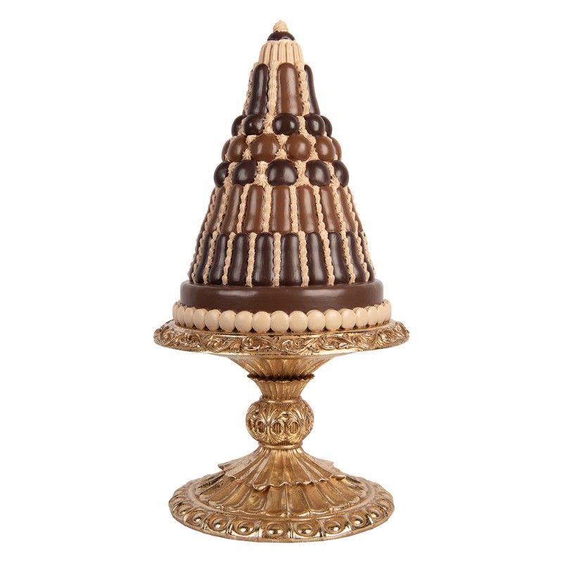 Clayre & Eef Decorative Figurine Cake Ø 24x45 cm Brown Plastic
