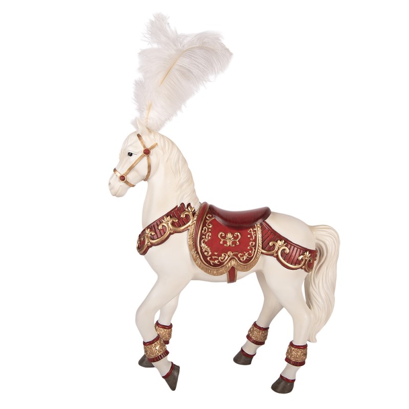 Clayre & Eef Statuetta decorativa Cavallo 35x12x56 cm Bianco Plastica