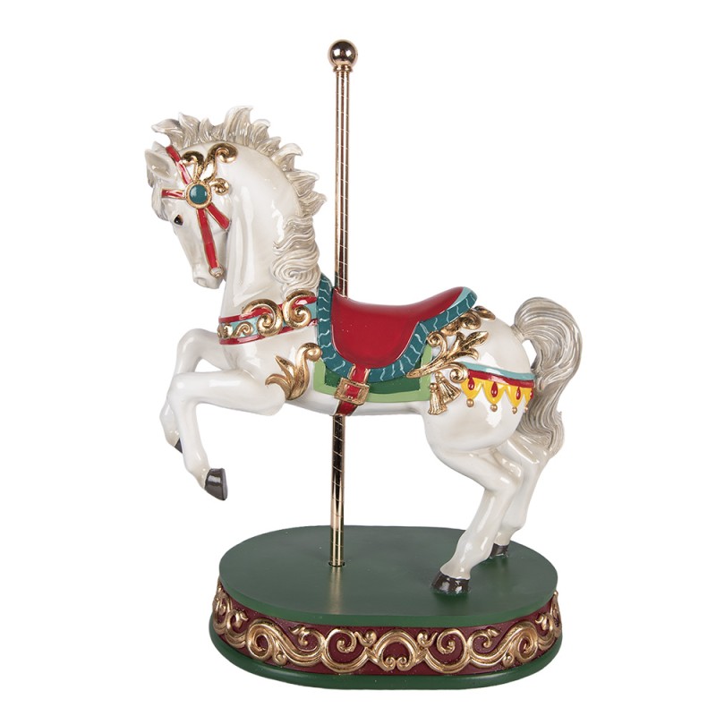 Clayre & Eef Statuetta decorativa Cavallo 30x19x40 cm Bianco Plastica