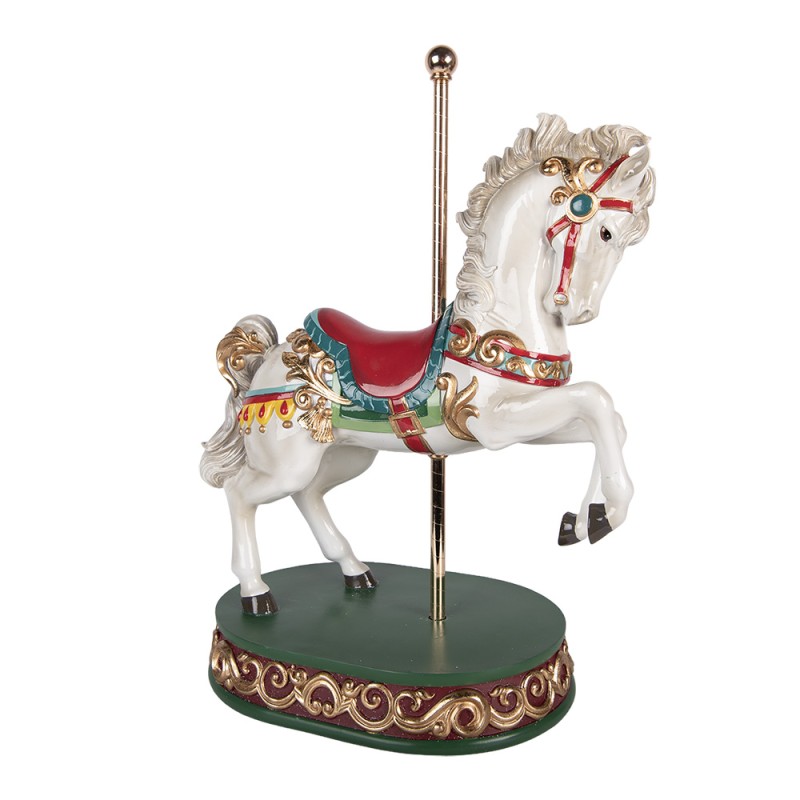 Clayre & Eef Statuetta decorativa Cavallo 30x19x40 cm Bianco Plastica