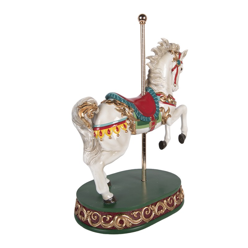 Clayre & Eef Statuetta decorativa Cavallo 30x19x40 cm Bianco Plastica