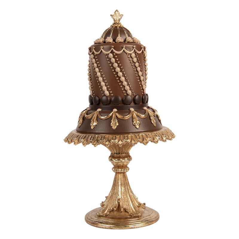 Clayre & Eef Decorative Figurine Cake Ø 18x33 cm Brown Plastic