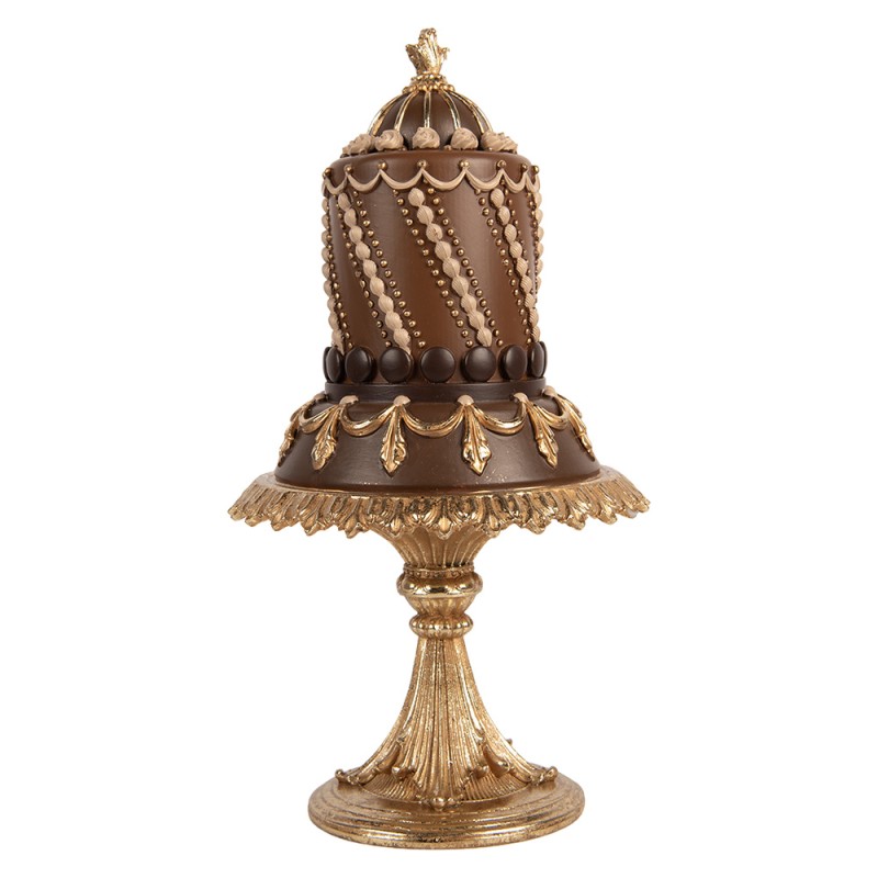 Clayre & Eef Decorative Figurine Cake Ø 18x33 cm Brown Plastic