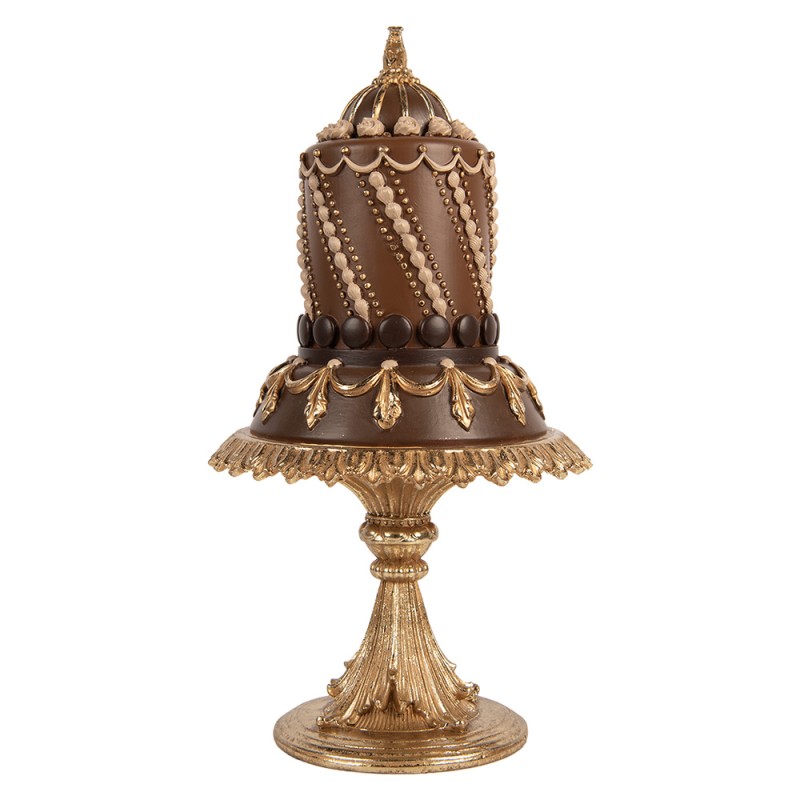 Clayre & Eef Decorative Figurine Cake Ø 18x33 cm Brown Plastic
