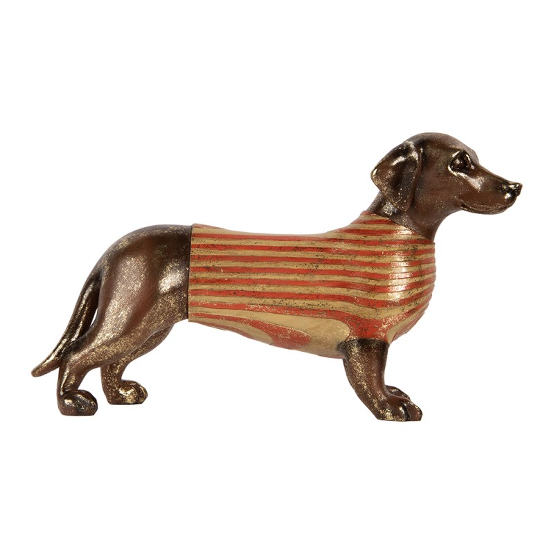 Clayre & Eef Statuetta decorativa Cane 40x11x24 cm Marrone Plastica