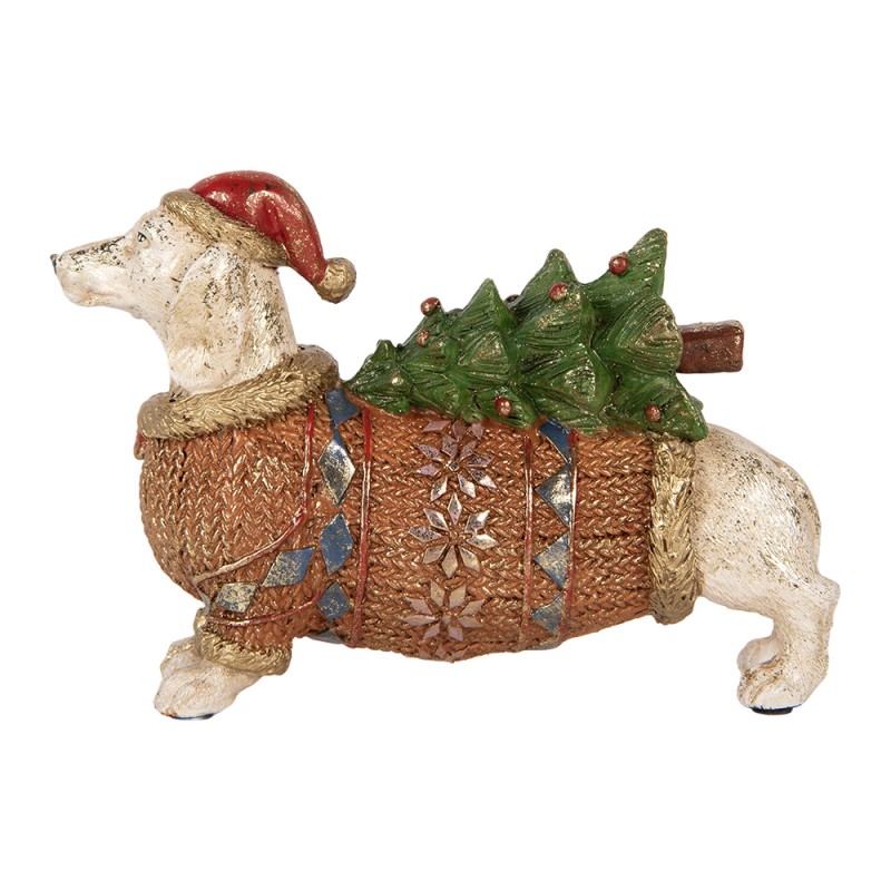 Clayre & Eef Image de décoration Chien 21x6x14 cm Blanc Plastique