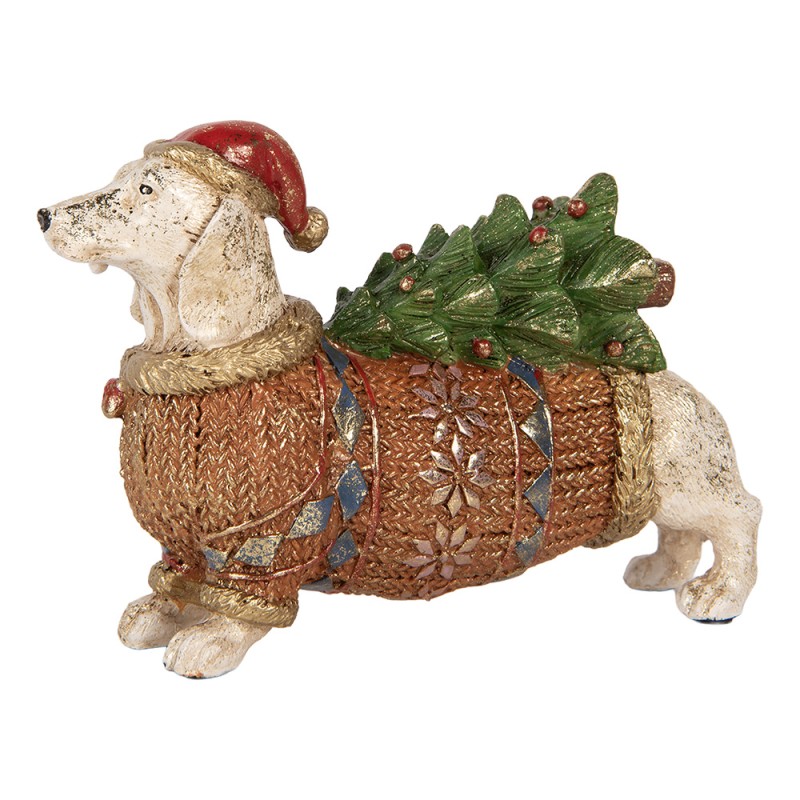 Clayre & Eef Image de décoration Chien 21x6x14 cm Blanc Plastique