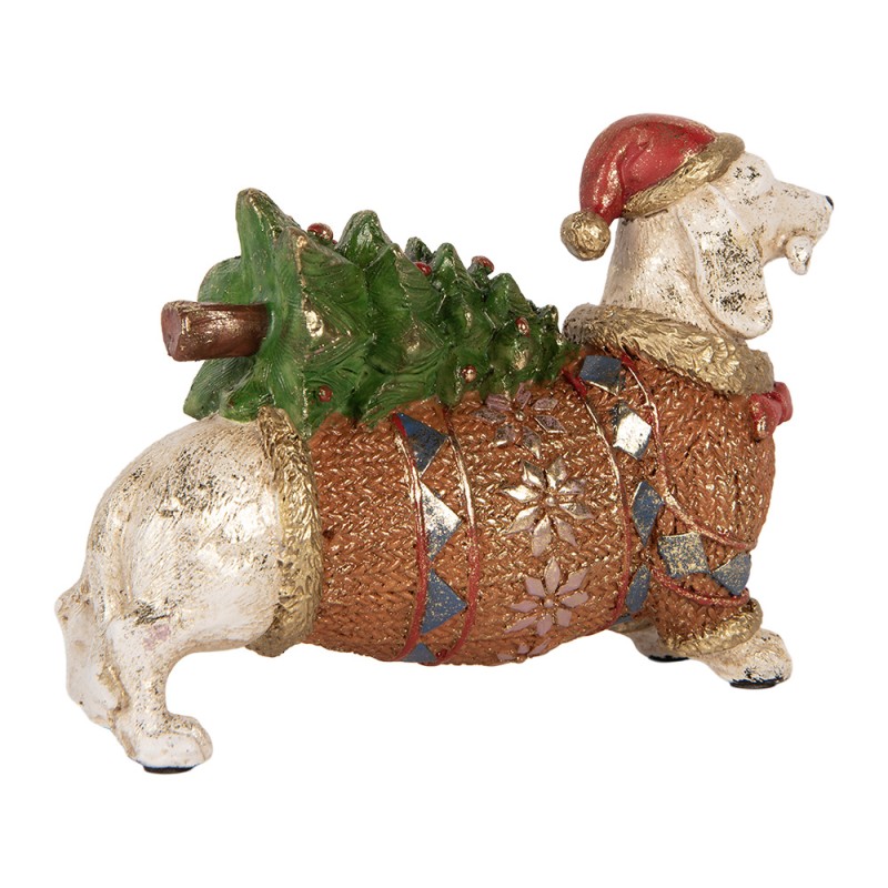 Clayre & Eef Image de décoration Chien 21x6x14 cm Blanc Plastique